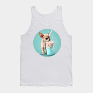 Cute Kawaii Chihuahua Drinking Bubble Tea - Adorable Dog Lover Gift and Fun Animal Art Tank Top